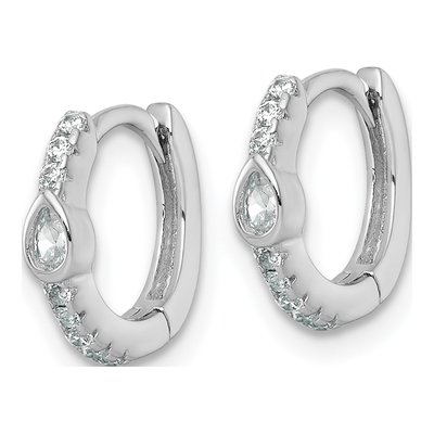 Sterling Silver 11mm CZ Huggie Hoop Earrings – view 3
