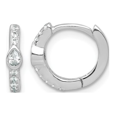 Sterling Silver 11mm CZ Huggie Hoop Earrings