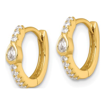 Gold-Plated Sterling Silver 11mm CZ Huggie Hoop Earrings – view 3