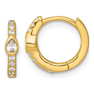 Gold-Plated Sterling Silver 11mm CZ Huggie Hoop Earrings