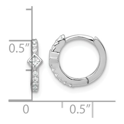 Sterling Silver 12mm CZ Huggie Hoop Earrings – view 4