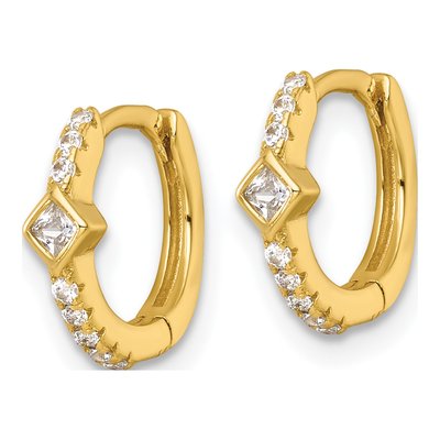 Gold-Plated Sterling Silver 12mm CZ Huggie Hoop Earrings – view 3
