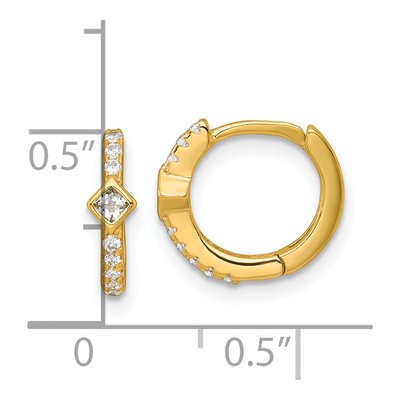 Gold-Plated Sterling Silver 12mm CZ Huggie Hoop Earrings – view 4