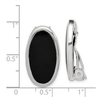 Sterling Silver Onyx Non-Pierced Oval Stud Earrings – view 3