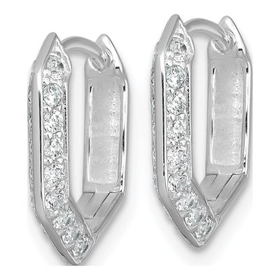 Sterling Silver 15mm CZ Huggie Hoop Earrings – view 3