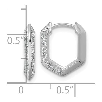 Sterling Silver 15mm CZ Huggie Hoop Earrings – view 4