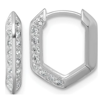 Sterling Silver 15mm CZ Huggie Hoop Earrings
