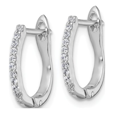 Sterling Silver 16mm CZ Huggie Hoop Earrings – view 3