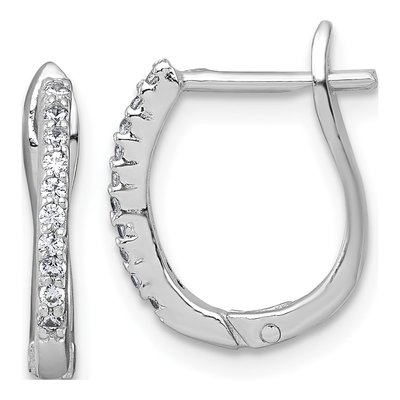 Sterling Silver 16mm CZ Huggie Hoop Earrings