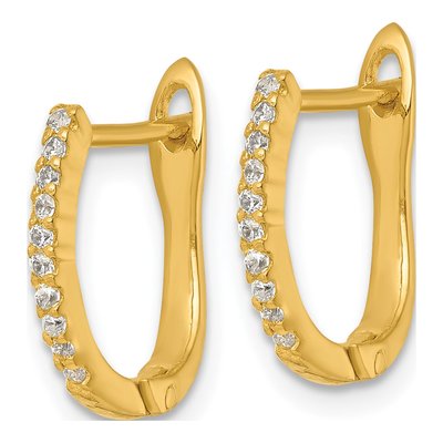 Gold-Plated Sterling Silver 16mm CZ Huggie Hoop Earrings – view 3