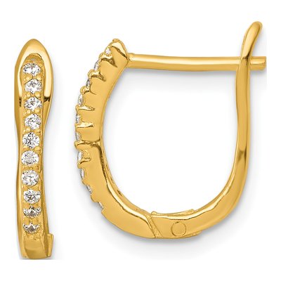 Gold-Plated Sterling Silver 16mm CZ Huggie Hoop Earrings