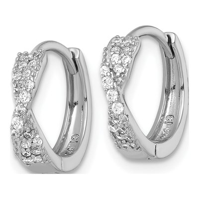 Sterling Silver 13mm CZ Huggie Hoop Earrings – view 3