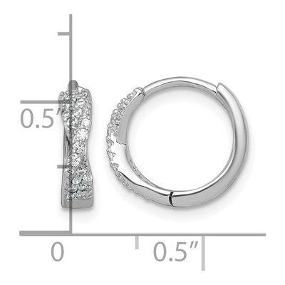 Sterling Silver 13mm CZ Huggie Hoop Earrings – view 4
