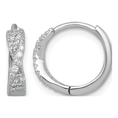 Sterling Silver 13mm CZ Huggie Hoop Earrings