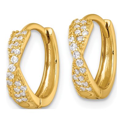 Gold-Plated Sterling Silver 13mm CZ Huggie Hoop Earrings – view 3