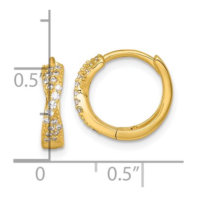 Gold-Plated Sterling Silver 13mm CZ Huggie Hoop Earrings – view 4