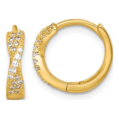 Gold-Plated Sterling Silver 13mm CZ Huggie Hoop Earrings