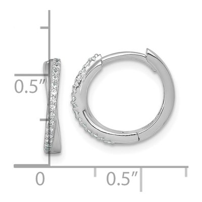 Sterling Silver 14mm CZ Huggie Hoop Earrings – view 4