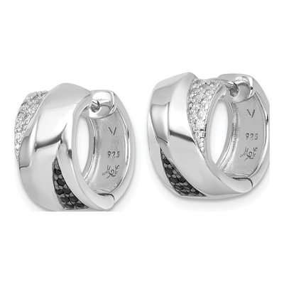 Sterling Silver 15mm CZ Huggie Hoop Earrings – view 3