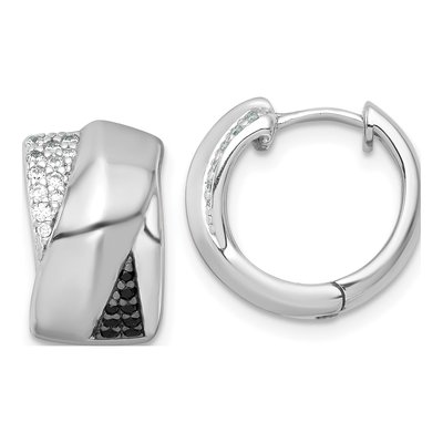 Sterling Silver 15mm CZ Huggie Hoop Earrings