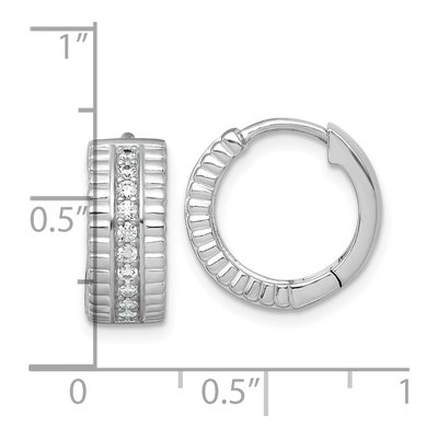 Sterling Silver 15mm CZ Huggie Hoop Earrings – view 4