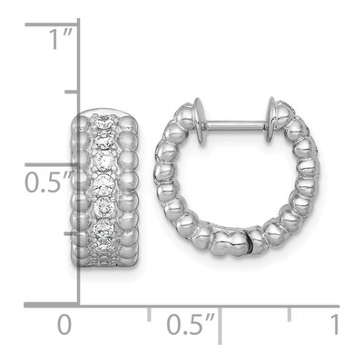 Sterling Silver 15mm CZ Beaded Huggie Hoop Earrings – view 4