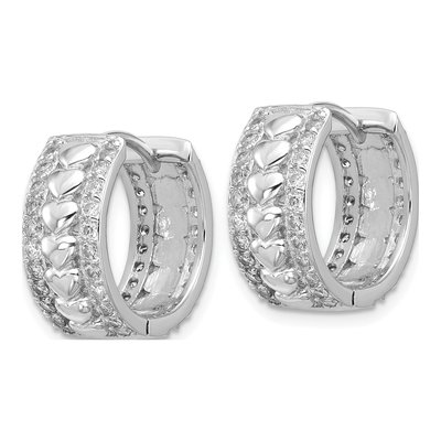 Sterling Silver 16mm CZ Heart Huggie Hoop Earrings – view 2
