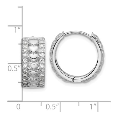 Sterling Silver 16mm CZ Heart Huggie Hoop Earrings – view 4