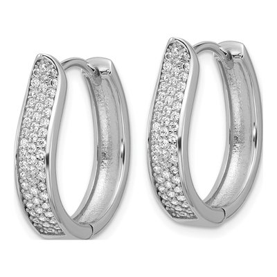 Sterling Silver 21mm CZ Curved Huggie Hoop Earrings – view 2