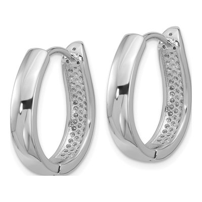 Sterling Silver 21mm CZ Curved Huggie Hoop Earrings – view 3
