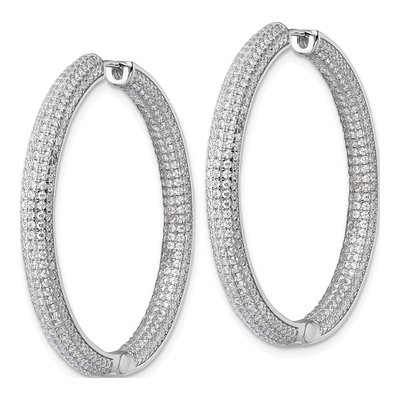 Sterling Silver 39mm CZ Pave Inside-Out Hoop Earrings – view 3