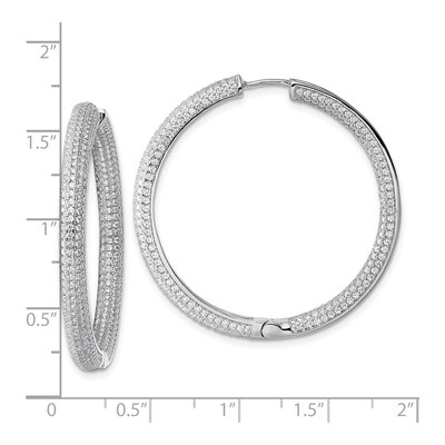 Sterling Silver 39mm CZ Pave Inside-Out Hoop Earrings – view 4