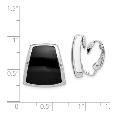 Sterling Silver Onyx Non-Pierced Button Stud Earrings – view 5