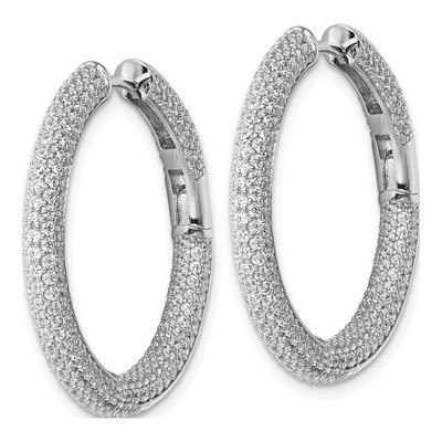 Sterling Silver 29mm CZ Inside-Out Hoop Earrings – view 3