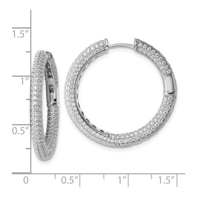 Sterling Silver 29mm CZ Inside-Out Hoop Earrings – view 4