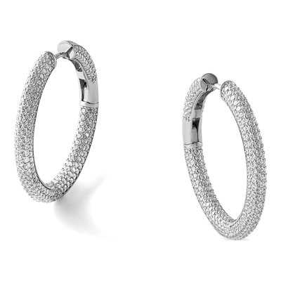Sterling Silver 29mm CZ Inside-Out Hoop Earrings – view 5