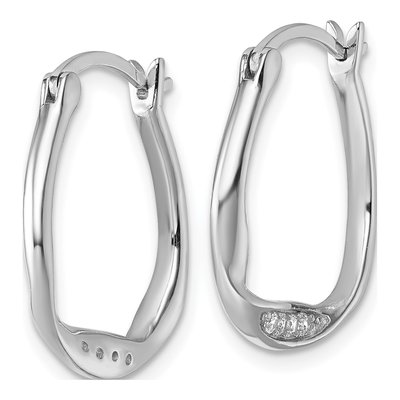 Sterling Silver 22mm CZ Twist Huggie Hoop Earrings – view 3