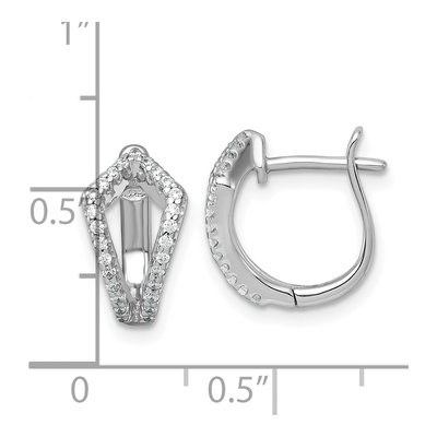 Sterling Silver 13mm CZ Huggie Hoop Earrings – view 4