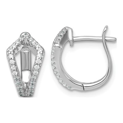 Sterling Silver 13mm CZ Huggie Hoop Earrings