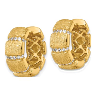 Gold-Plated Sterling Silver 19mm CZ Huggie Hoop Earrings – view 3
