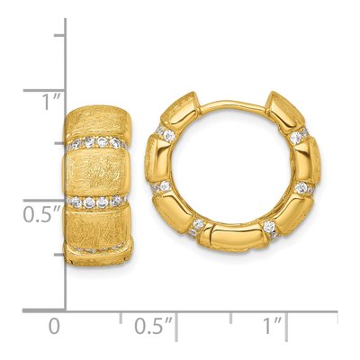 Gold-Plated Sterling Silver 19mm CZ Huggie Hoop Earrings – view 4