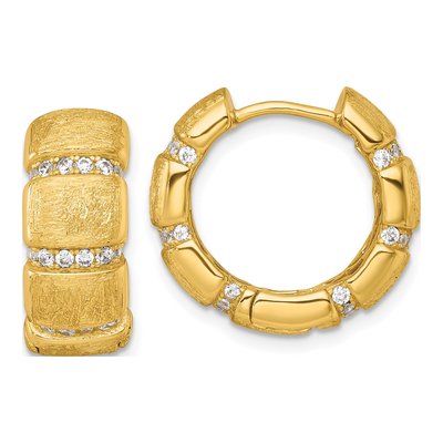 Gold-Plated Sterling Silver 19mm CZ Huggie Hoop Earrings