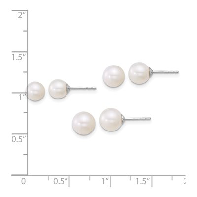 Sterling Silver Freshwater Pearl Post Earring Set – view 3