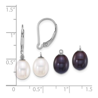 Sterling Silver Pearl Enhancer & Leverback Earring Set – view 6