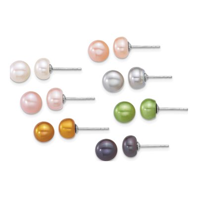 7-Pair Freshwater Pearl Post Earring Set