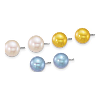 3-Pair Freshwater Pearl Button Earring Set – view 2