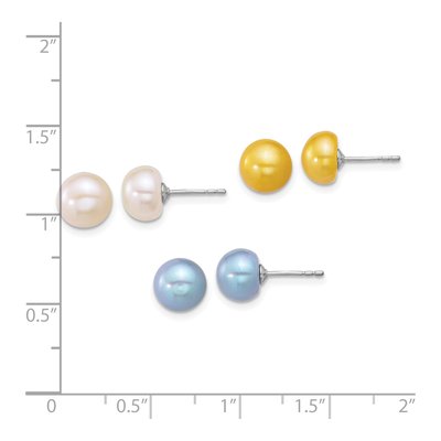 3-Pair Freshwater Pearl Button Earring Set – view 3