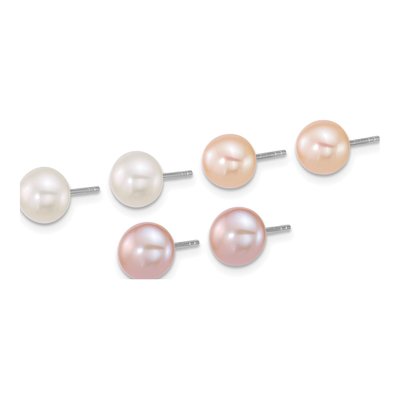 Sterling Silver Freshwater Pearl Earring Set, 3 Pair – view 2
