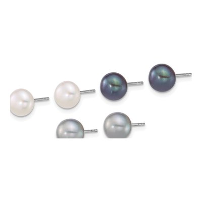 Sterling Silver Freshwater Pearl Earring Set, 3 Pair – view 2