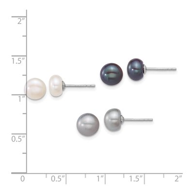 Sterling Silver Freshwater Pearl Earring Set, 3 Pair – view 3